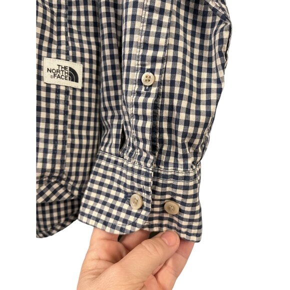 The North Face Mens Shirt M Navy Gingham Check Button Up Long Sleeve - Picture 5 of 10